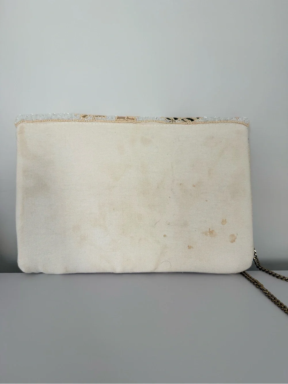 Beaded Tropical Leaf Envelope Clutch Crossbody Bag Gold Chain